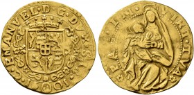 ITALY. Savoia (Ducato). Carlo Emanuele I, 1580-1630. Ducato (Gold, 22 mm, 3.38 g, 11 h), Torino, 1601. •C•EMANVEL•D•G•DVX•SAB• / 1601 Coat of arms. Re...