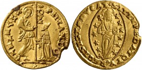 ITALY. Venezia (Venice). Pietro Lando, 1538-1545. Ducat (Gold, 21 mm, 3.49 g, 5 h). St. Mark standing right, presenting banner to Doge kneeling left. ...