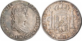 MEXICO, Colonial. Fernando VII, king of Spain, 1808-1833. 8 Reales (Silver, 38 mm, 26.96 g, 12 h), Mexico City, 1820. FERDIN•VII DEI•GRATIA - •1820• L...