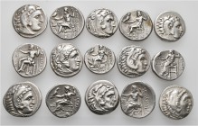 A lot containing 15 silver coins. All: Alexander III (13) and Philip III (2) Drachms. Fine to good very fine. LOT SOLD AS IS, NO RETURNS. 15 coins in ...