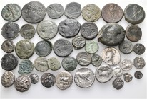 A lot containing 14 silver and 29 bronze coins. All: Greek. Fine to very fine. LOT SOLD AS IS, NO RETURNS. 43 coins in lot.


From the Maggiore Col...