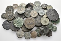A lot containing 41 bronze coins. All: Roman Provincial. Fine to very fine. LOT SOLD AS IS, NO RETURNS. 41 coins in lot.