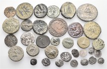 A lot containing 14 silver and 20 bronze coins. Includes: Greek, Roman Provincial, Roman Imperial and early Medieval. Fine to very fine. LOT SOLD AS I...