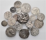 A lot containing 19 silver coins. All: Greek, Roman and early Medieval. Fine to very fine. LOT SOLD AS IS, NO RETURNS. 19 coins in lot.