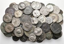 A lot containing 33 silver and 58 bronze coins. Includes: Roman Imperial and Medieval Italian. Fine to very fine. LOT SOLD AS IS, NO RETURNS. 91 coins...