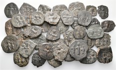A lot containing 40 bronze coins. All: Byzantine. Fine to very fine. LOT SOLD AS IS, NO RETURNS. 40 coins in lot.