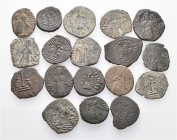 A lot containing 18 bronze coins. All: Arab-Byzantine. Fine to very fine. LOT SOLD AS IS, NO RETURNS. 18 coins in lot.