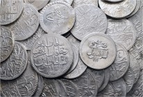 A lot containing 50 silver coins. All: Ottoman. About very fine to extremely fine. LOT SOLD AS IS, NO RETURNS. 50 coins in lot.