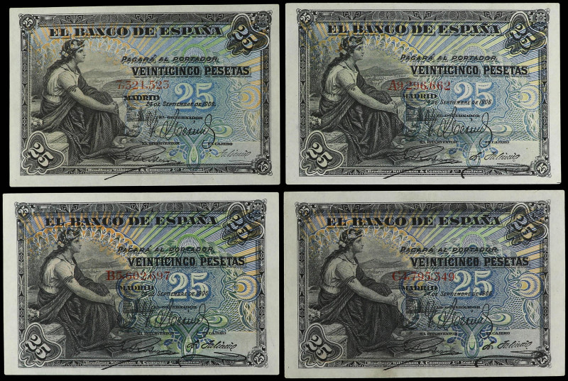 SPANISH BANK NOTES: BANCO DE ESPAÑA

Lote 4 billetes 25 Pesetas. 24 Septiembre...