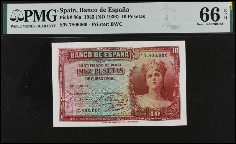 SPANISH BANK NOTES: CIVIL WAR, REPUBLICAN ZONE

10 Pesetas. 1935. Precintado y...
