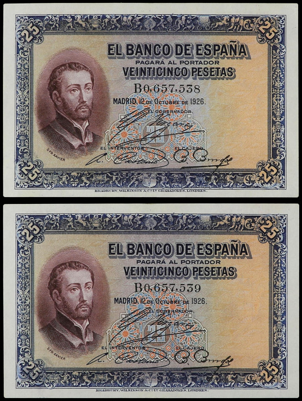 SPANISH BANK NOTES: BANCO DE ESPAÑA

Lote 2 billetes 25 Pesetas. 12 Octubre 19...