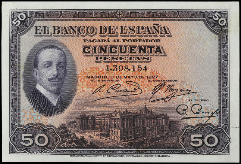 SPANISH BANK NOTES: BANCO DE ESPAÑA

50 Pesetas. 17 Mayo 1927. Alfonso XIII. E...