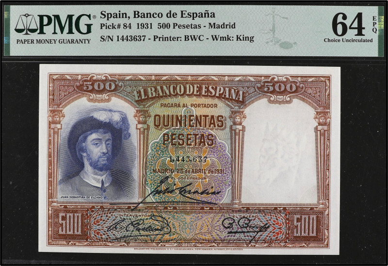 SPANISH BANK NOTES: CIVIL WAR, REPUBLICAN ZONE

500 Pesetas. 25 Abril 1931. Pr...