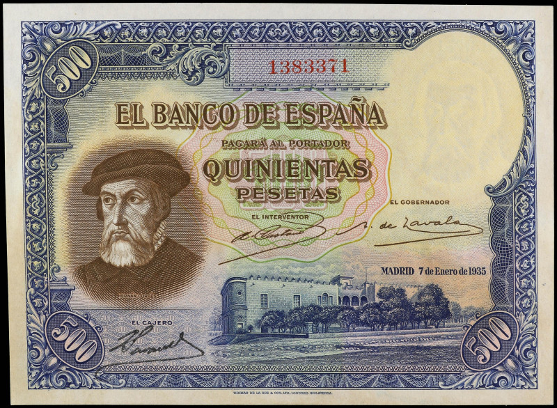 SPANISH BANK NOTES: CIVIL WAR, REPUBLICAN ZONE

500 Pesetas. 7 Enero 1935. Her...