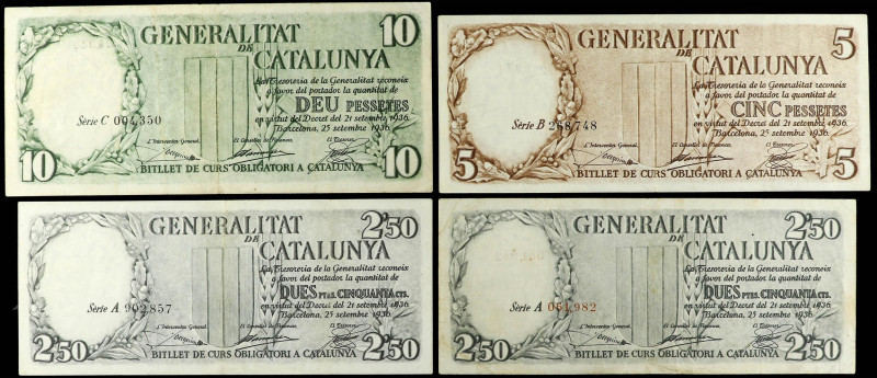 SPANISH BANK NOTES: CIVIL WAR, REPUBLICAN ZONE

Serie 4 billetes 2, 50 (2), 5 ...