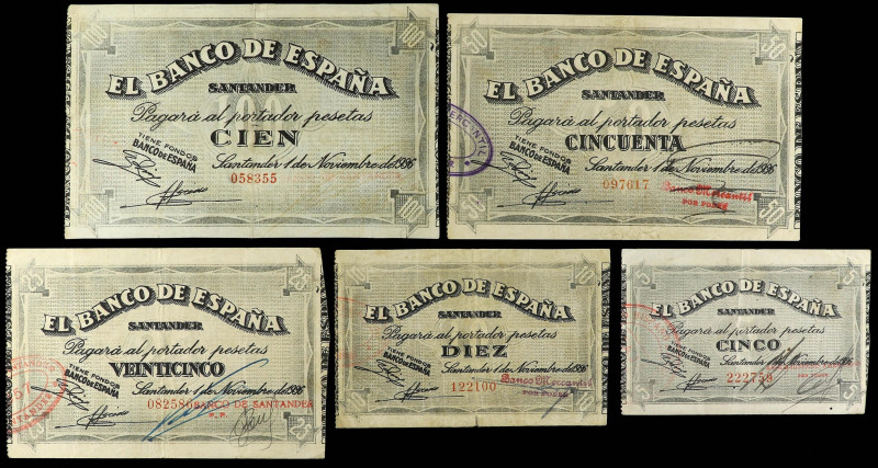 SPANISH BANK NOTES: CIVIL WAR, REPUBLICAN ZONE

Serie 5 billetes 5, 10, 25, 50...