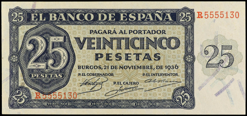 SPANISH BANK NOTES: ESTADO ESPAÑOL

25 Pesetas. 21 Noviembre 1936. Serie R. Ed...