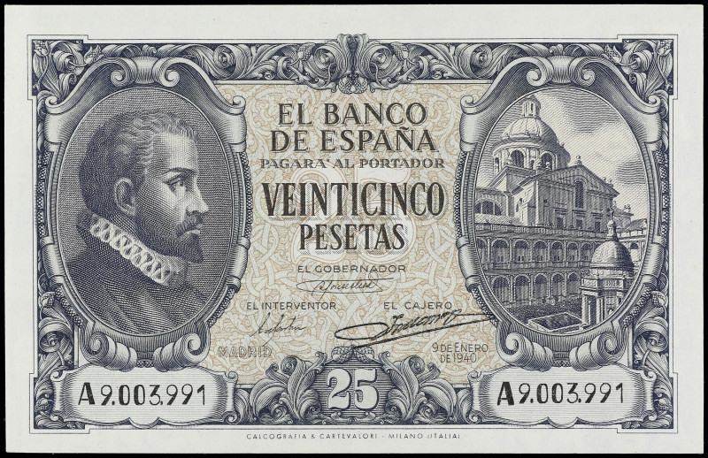 SPANISH BANK NOTES: ESTADO ESPAÑOL

25 Pesetas. 9 Enero 1940. Herrera. Serie A...