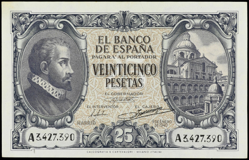 SPANISH BANK NOTES: ESTADO ESPAÑOL

25 Pesetas. 9 Enero 1940. Herrera. Serie A...