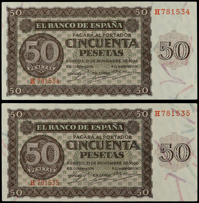 SPANISH BANK NOTES: ESTADO ESPAÑOL

Lote 2 billetes 50 Pesetas. 21 Noviembre 1...