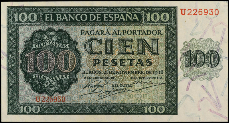 SPANISH BANK NOTES: ESTADO ESPAÑOL

100 Pesetas. 21 Noviembre 1936. Catedral d...