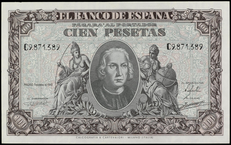 SPANISH BANK NOTES: ESTADO ESPAÑOL

100 Pesetas. 9 Enero 1940. Colón. Serie C....