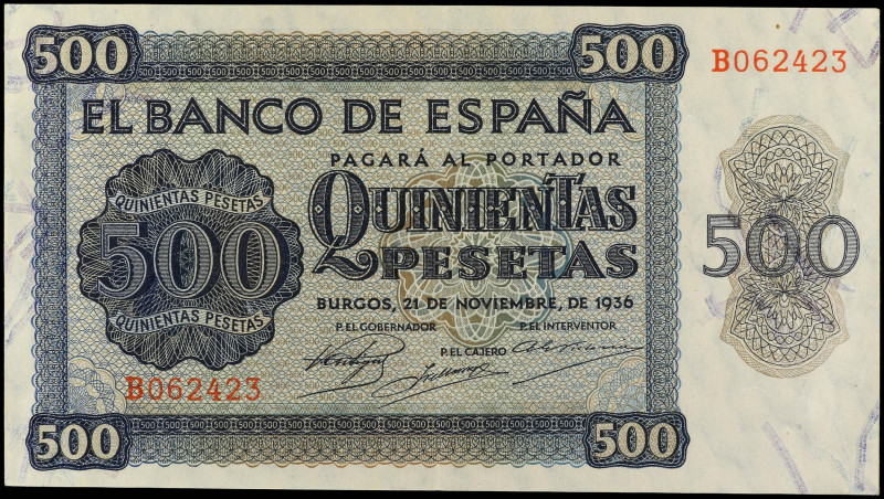 SPANISH BANK NOTES: ESTADO ESPAÑOL

500 Pesetas. 21 Noviembre 1936. Catedral d...