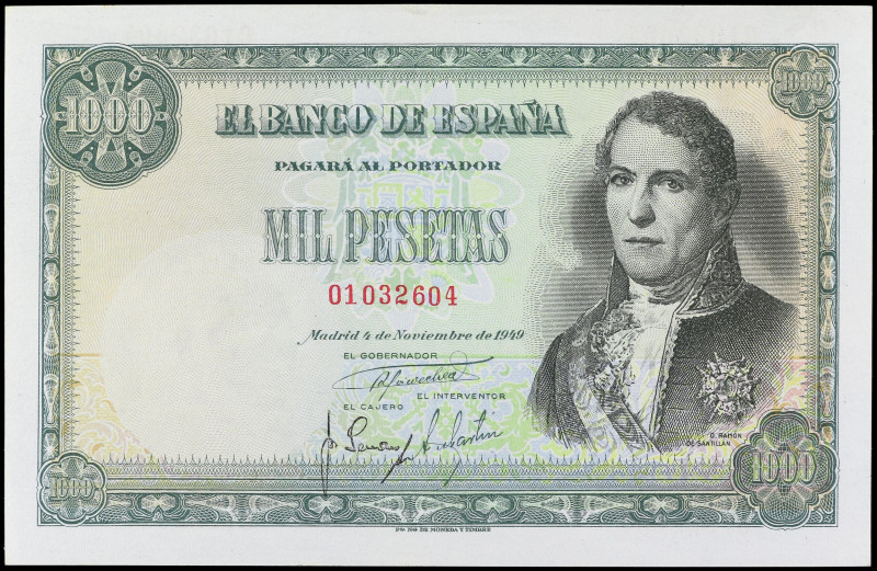 SPANISH BANK NOTES: ESTADO ESPAÑOL

1.000 Pesetas. 4 Noviembre 1949. Ramón de ...