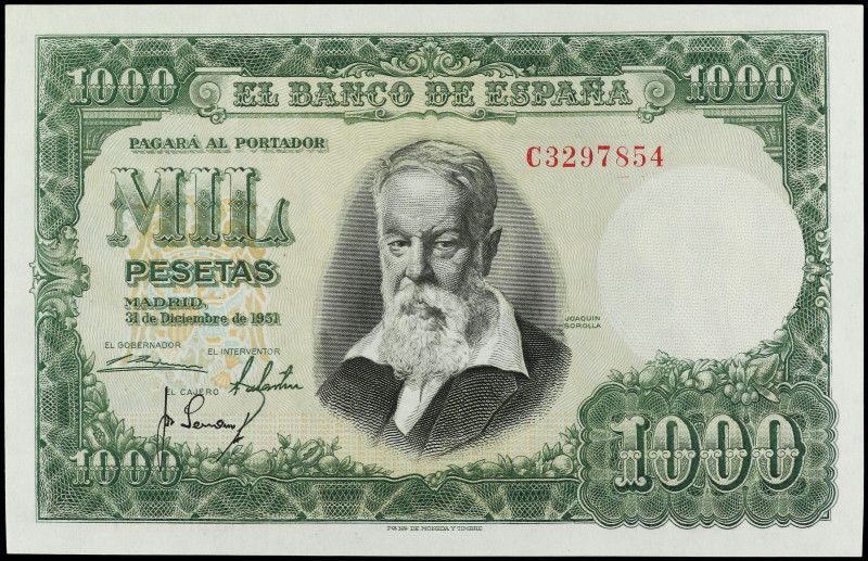 SPANISH BANK NOTES: ESTADO ESPAÑOL

1.000 Pesetas. 31 Diciembre 1951. Sorolla....