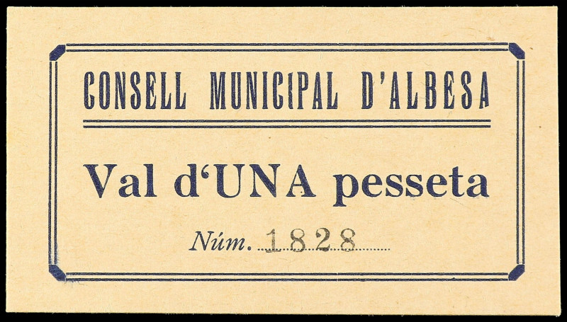 PAPER MONEY OF THE CIVIL WAR: CATALUNYA

Catalonia

1 Pesseta. C.M. d´ALBESA...