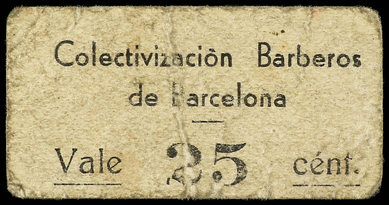 PAPER MONEY OF THE CIVIL WAR: CATALUNYA

Catalonia

25 Céntims. COLECTIVIZAC...