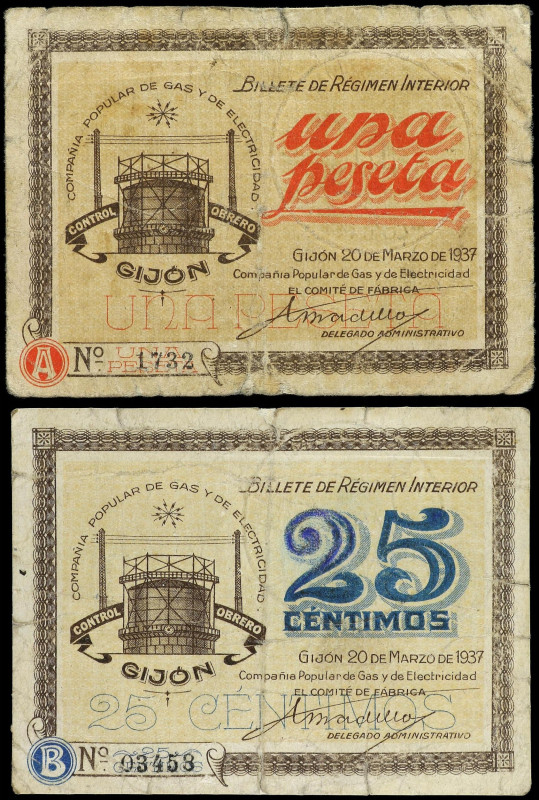 PAPER MONEY OF THE CIVIL WAR: ASTURIAS

Asturias

Lote 2 billetes 25 Céntimo...