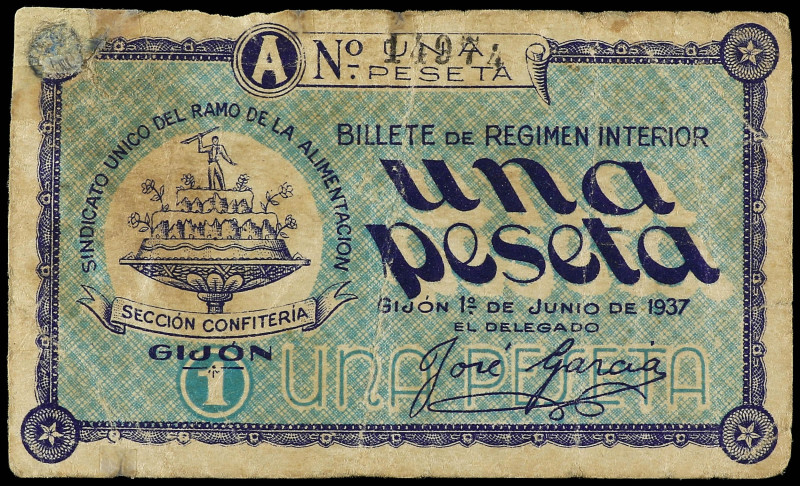 PAPER MONEY OF THE CIVIL WAR: ASTURIAS

Asturias

1 peseta. 1 Junio 1937. SI...