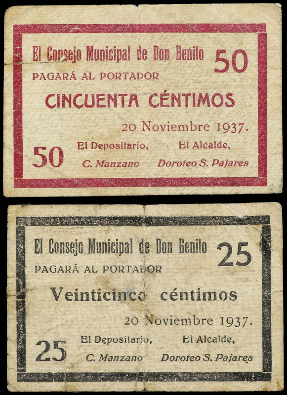 PAPER MONEY OF THE CIVIL WAR: EXTREMADURA

Extremadura

Lote 2 billetes 25 y...