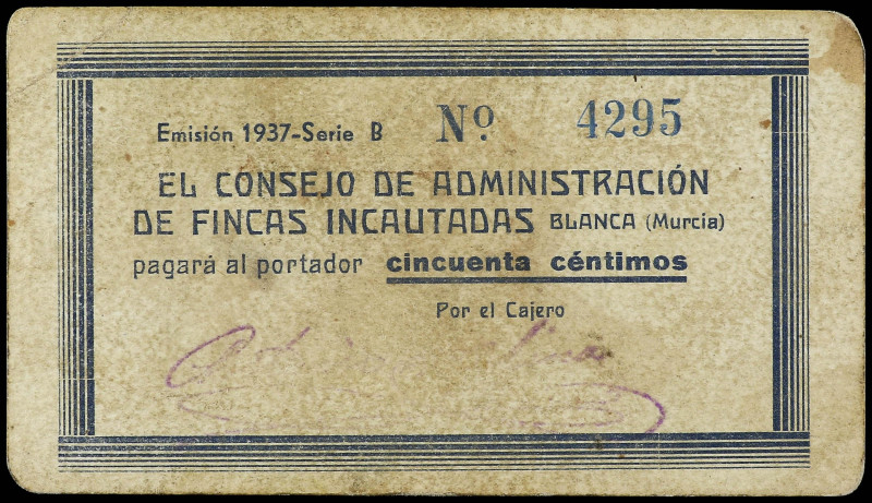 PAPER MONEY OF THE CIVIL WAR: MURCIA

Murcia

50 Céntimos. 1937. Consejo de ...