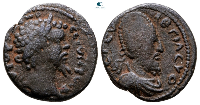 Mesopotamia. Edessa. Septimius Severus with Abgar VIII AD 193-211. 
Bronze Æ
...