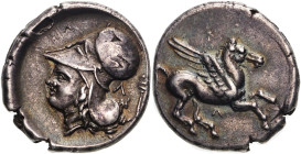 Ancient Greece: Akarnania, Leukas circa 320-280 BC Silver Stater Extremely Fine; stunning old cabinet with hints of rainbow iridescence