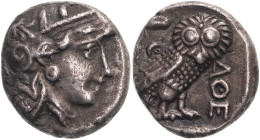 Ancient Greece: Attica, Athens circa 350-294 Silver Drachm Extremely Fine; wonderfully toned