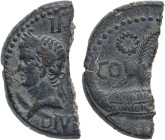 Roman Empire Augustus with Agrippa circa 10 BC - AD 10 Bronze As Fragment Good Very Fine