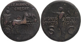 Roman Empire Germanicus (father of Caligula) AD 37-41 Bronze Dupondius Very Fine