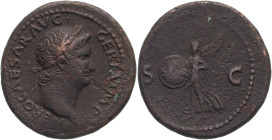 Roman Empire Nero AD 65 Bronze As Very Fine