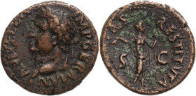 Roman Empire Vitellius AD 69 Bronze As About Good Very Fine; rev. struck off-centre