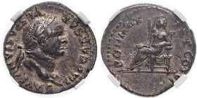 Roman Empire Vespasian AD 75 Silver Denarius NGC XF