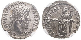 Roman Empire Lucius Verus AD 166 Silver Denarius NGC MS