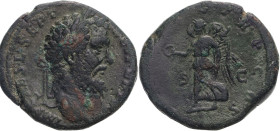 Roman Empire Septimius Severus AD 193 Bronze Sestertius About Good Very Fine; exhibiting an attractive green patina