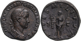 Roman Empire Gordian III AD 238-239 Bronze Sestertius About Extremely Fine; boasting an attractive dark brown patina