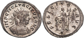 Roman Empire Tacitus AD 276 Billon Antoninianus Good Very Fine; much silvering