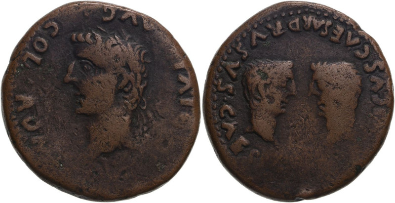 ROMAN PROVINCIAL. HISPANIA, ROMULA. Tiberius with Germanicus and Drusus (Caesars...