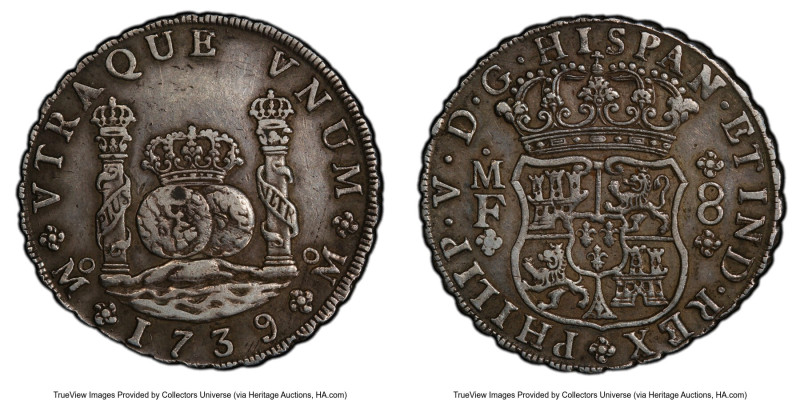 Philip V 8 Reales 1739 Mo-MF AU50 PCGS, Mexico City mint, KM103, Calico-1453. Th...