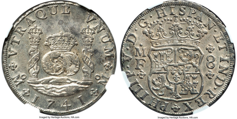 Philip V 8 Reales 1741 Mo-MF MS61 NGC, Mexico City mint, KM103, Calico-1478. Tho...